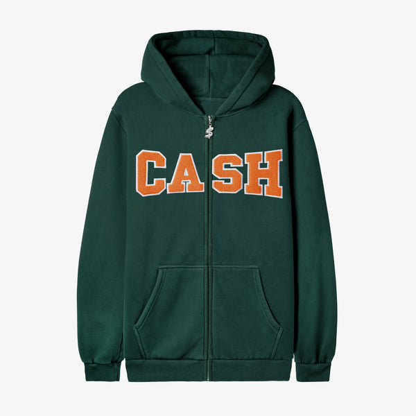 cash only sweatshirt hooded zip campus (forest)
