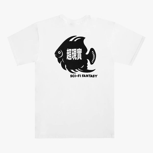 sci-fi fantasy tee shirt pocket fish (white)