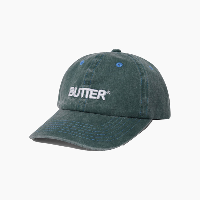 butter goods cap 6 panel rounded logo (washed jade)