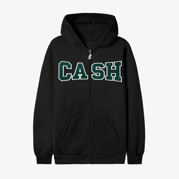 cash only sweatshirt hooded zip campus (black)