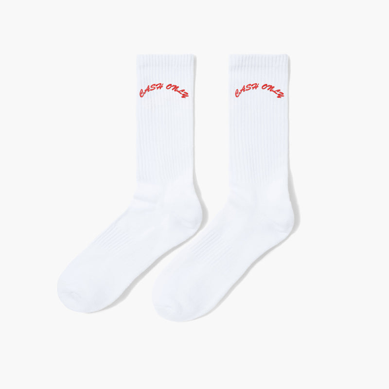 cash only socks logo (white)