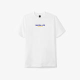 macba life tee shirt outline logo (white/navy/yellow)