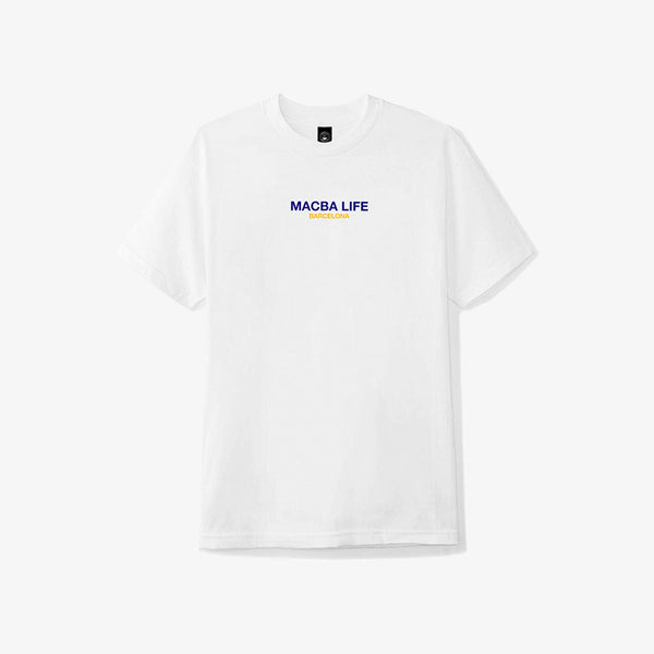 macba life tee shirt outline logo (white/navy/yellow)