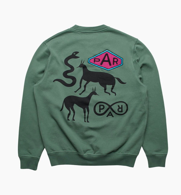 parra sweatshirt crew snaked by a horse (pine green)