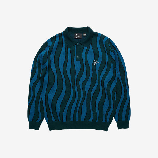 parra polo knitted aqua weed waves (multi)