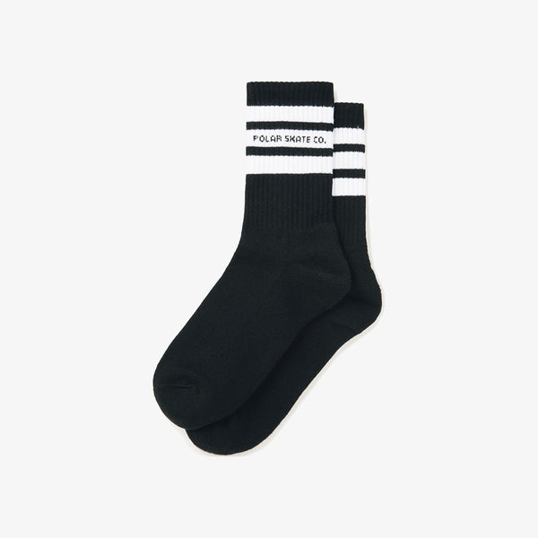 polar socks rib fat stripe (black/white)