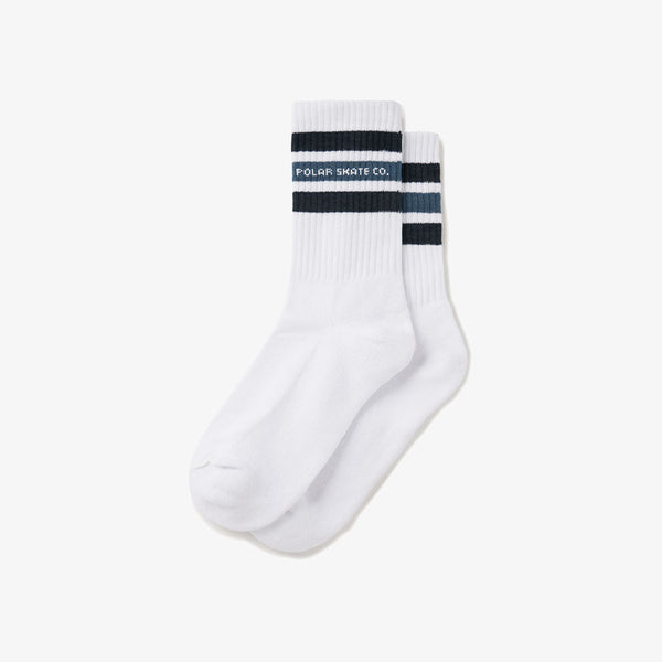 polar socks rib fat stripe (white/blue)