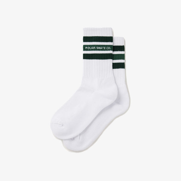 polar socks rib fat stripe (white/green)