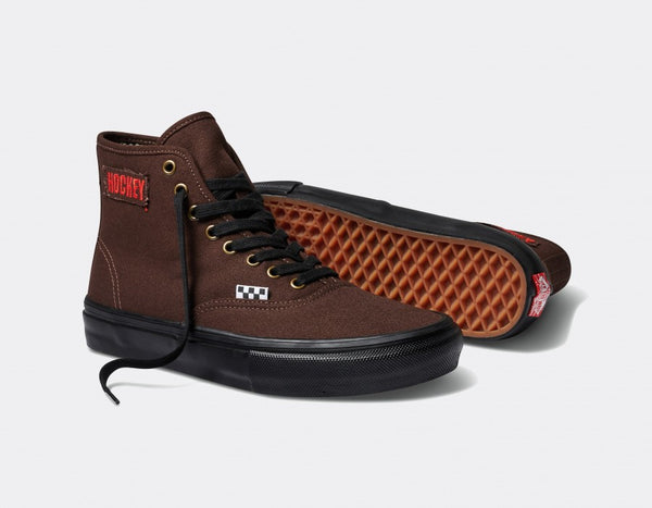 vans shoes hockey skate authentic hi (brown/snake skin)