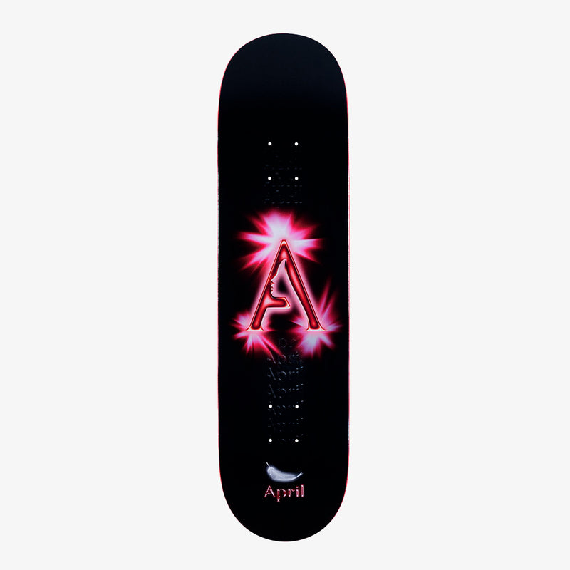 April A Logo Black Red Skateboard Deck