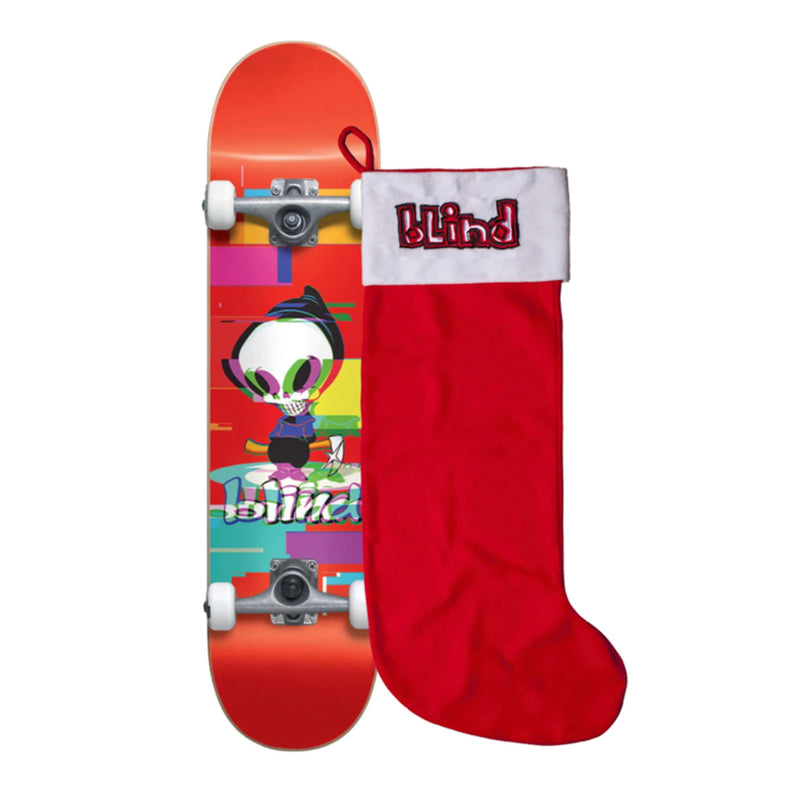Bling Reaper Glitch FP Red w/ Stocking 7.75" Complete Skateboard