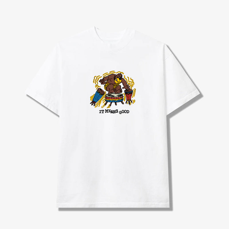 bueno tee shirt gorilla drums (white)