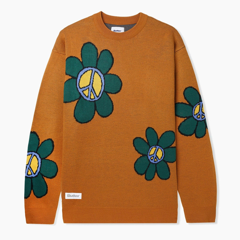 Butter Goods Flowers Knitted Sweater (Rust)