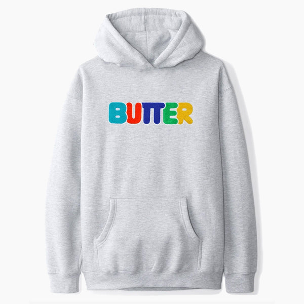 Butter Goods Rounded Chenille Applique Pullover Hoodie (Ash grey)