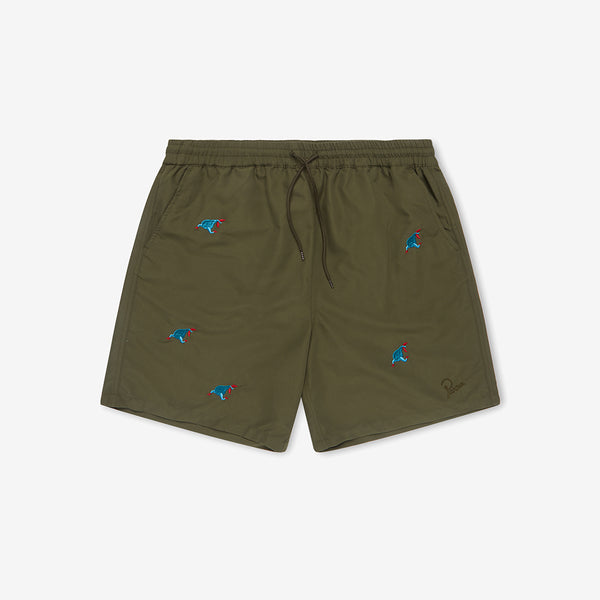By Parra Running Pear Olive Swim Shorts