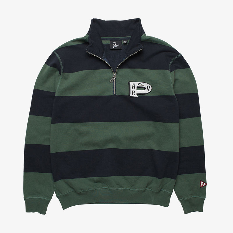 By Parra Worked P Striper Half Zip Sweatshirt (Navy Green)