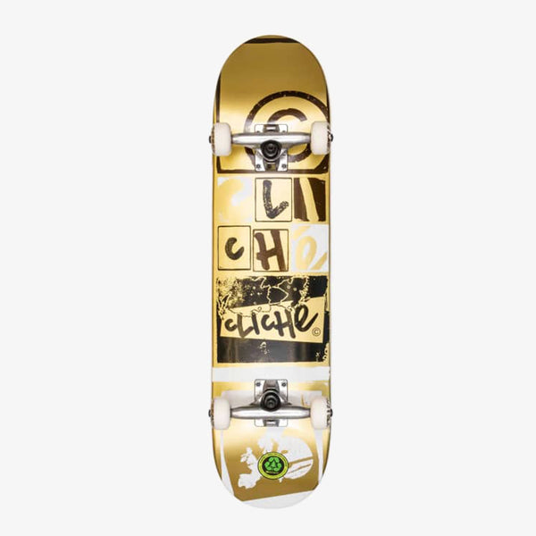 Cliche Letter Press Gold FP 7.75 Complete Skateboard