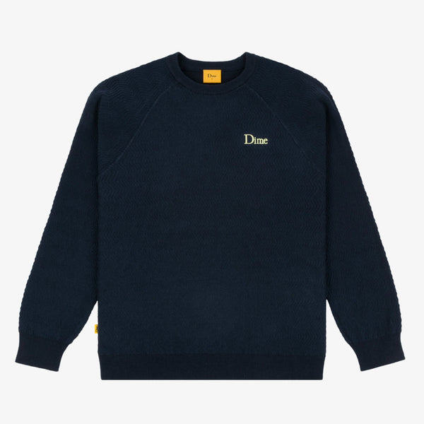 Dime MTL Wave Cable Knit Sweater (Navy)