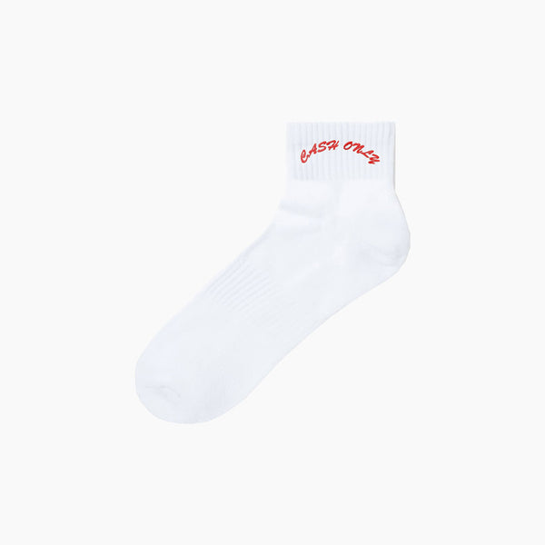 cash only socks ankle logo (white)