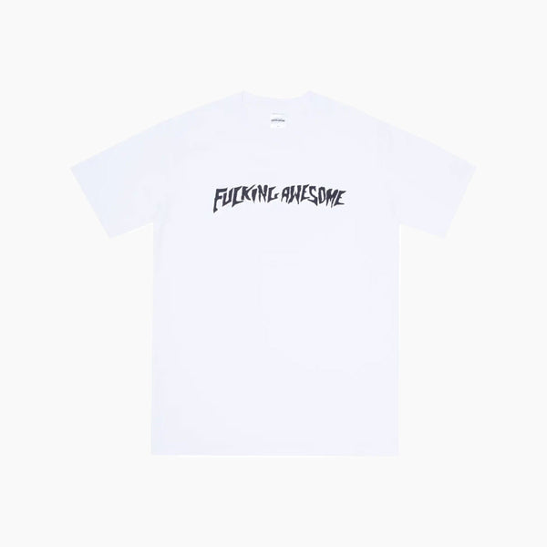fucking awesome tee shirt puff outline logo (white)