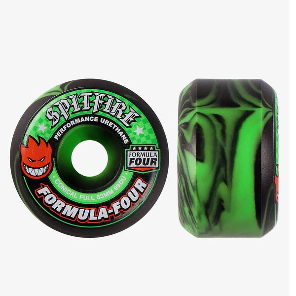 Spitfire F4 Conical Full Neon Green Swirl 53mm Wheels