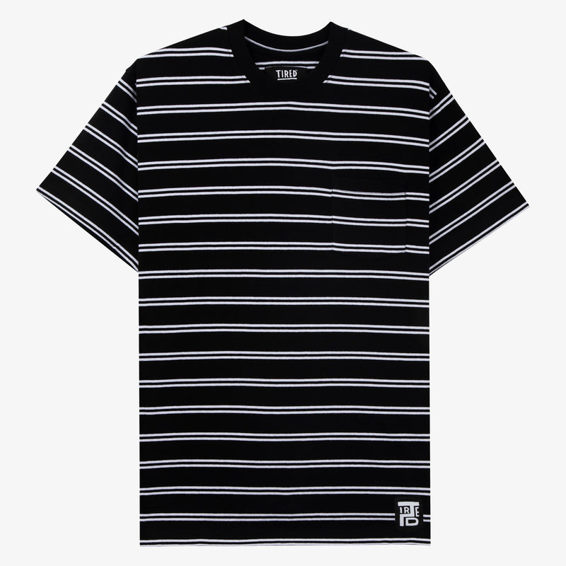 tired tee shirt pocket striped (black)